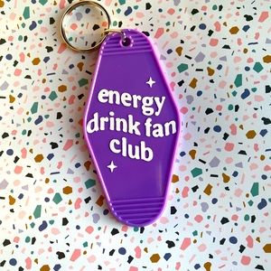 Energy drink fan club motel style key chain